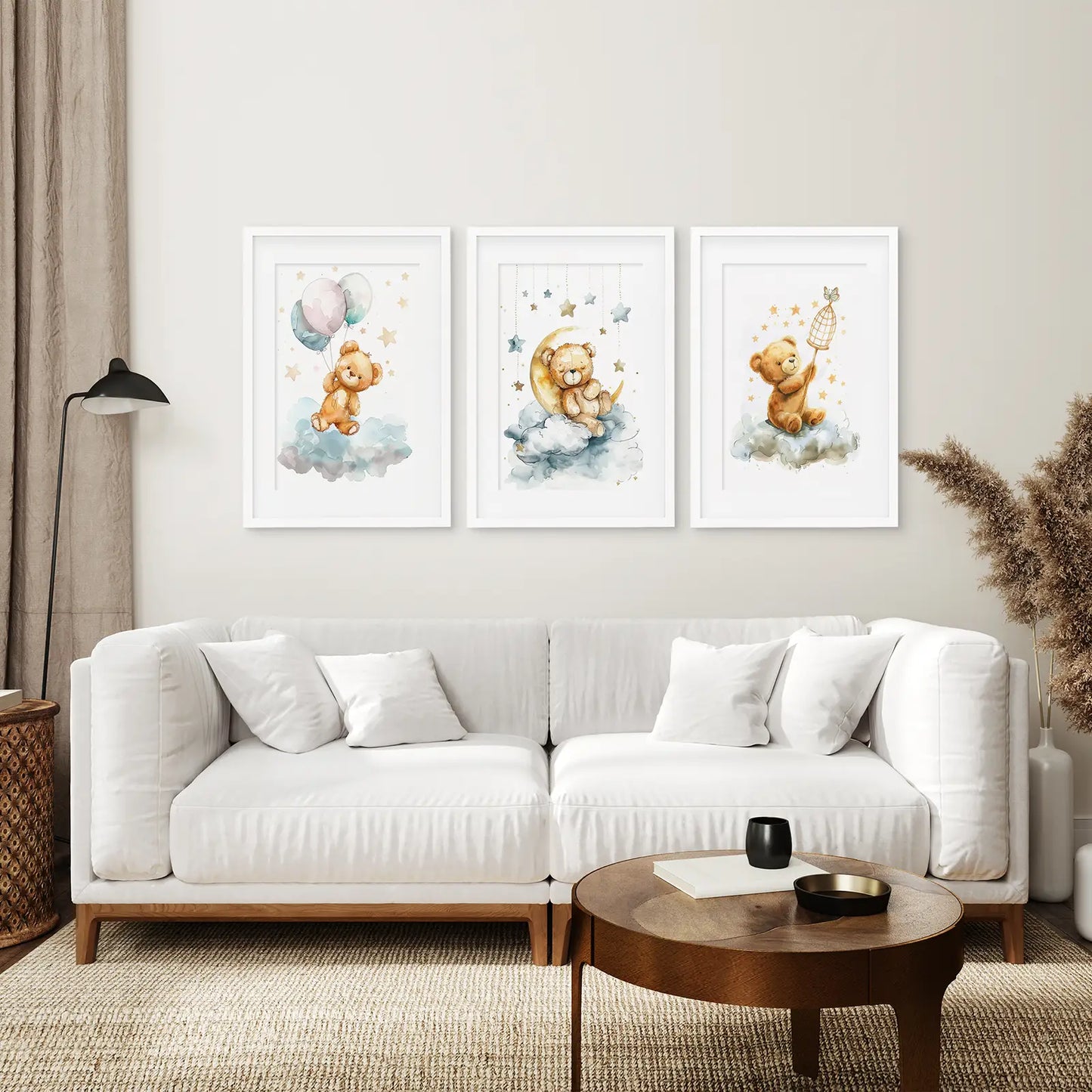 Dreamland Bears – Watercolor Teddy Nursery Wall Art (Set of 3)