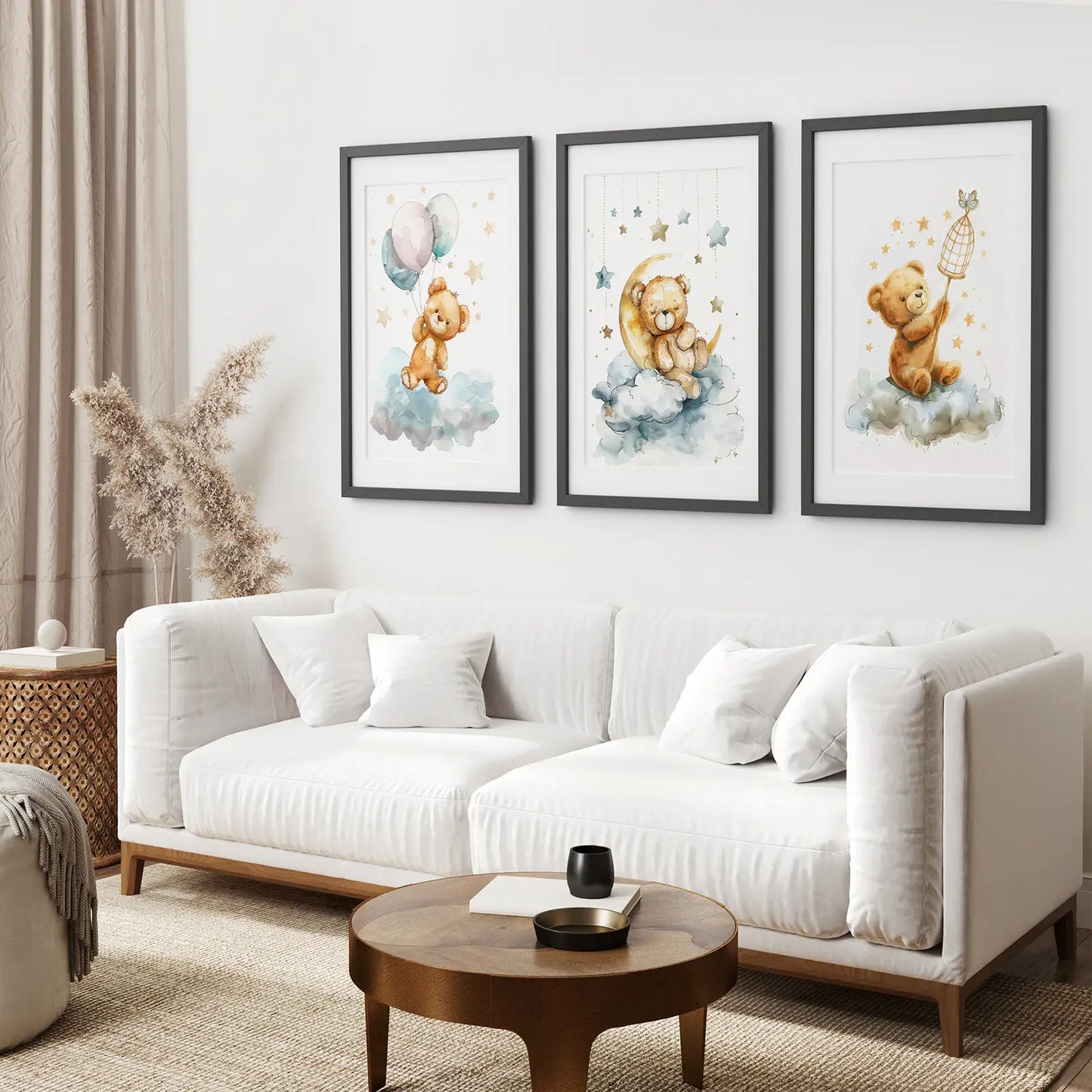 Dreamland Bears – Watercolor Teddy Nursery Wall Art (Set of 3)