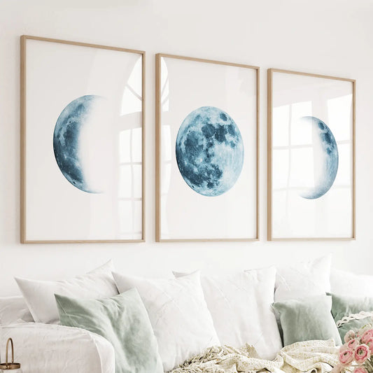 Lunar Phases – Indigo Moon Wall Art Set