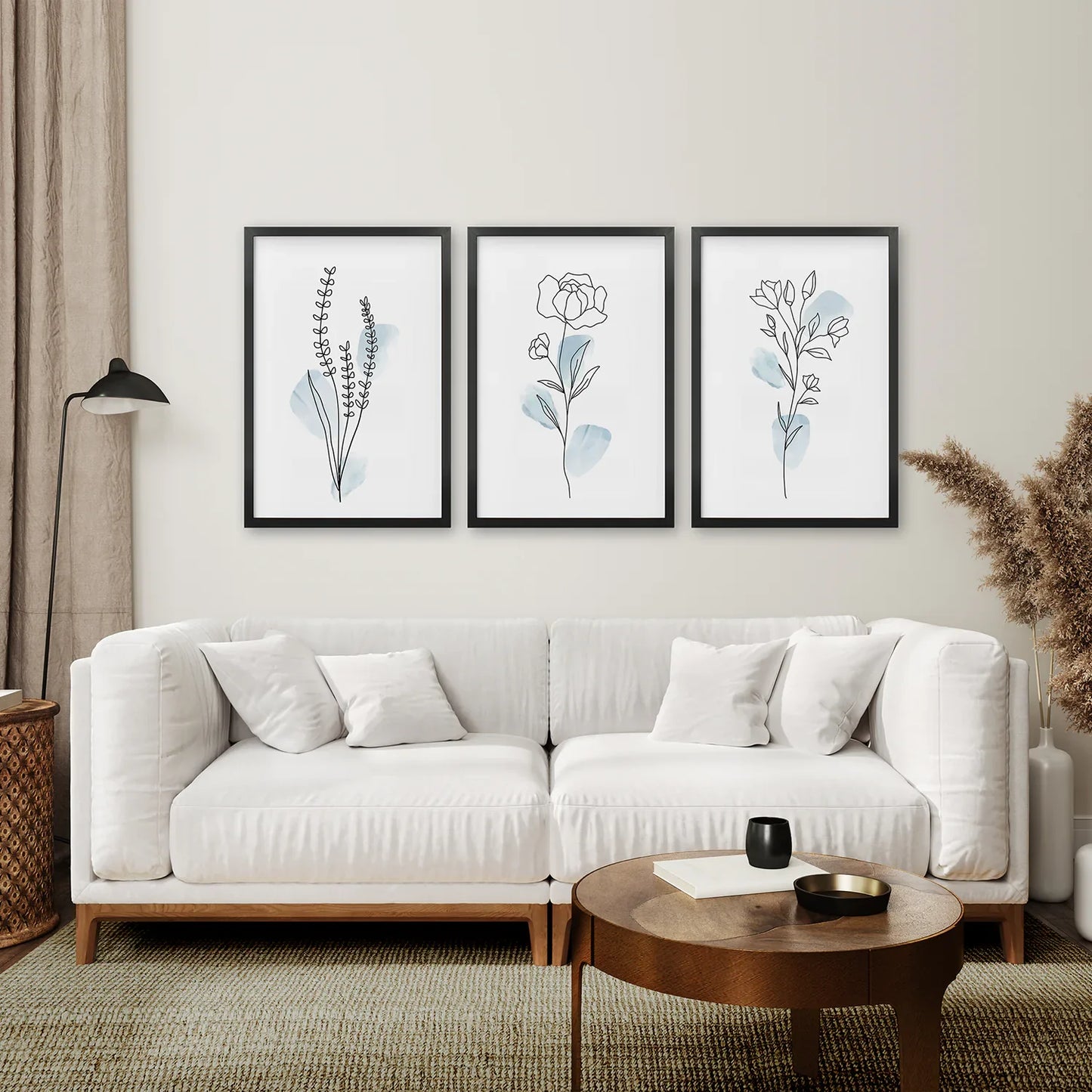 Pastel Bloom Trio – Botanical Line Art Set