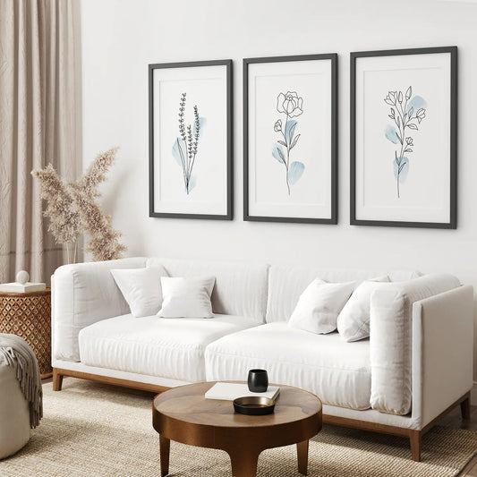 Pastel Bloom Trio – Botanical Line Art Set