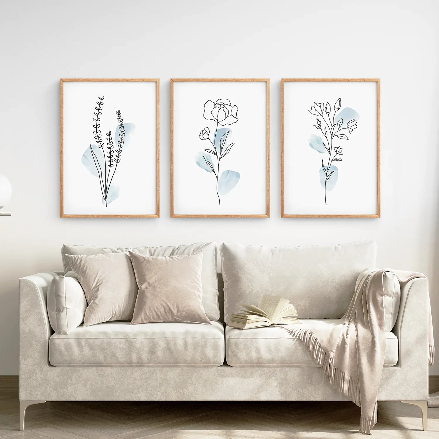 Pastel Bloom Trio – Botanical Line Art Set