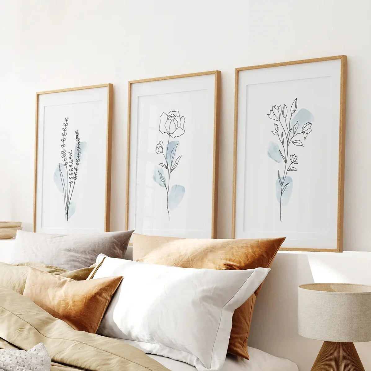Pastel Bloom Trio – Botanical Line Art Set