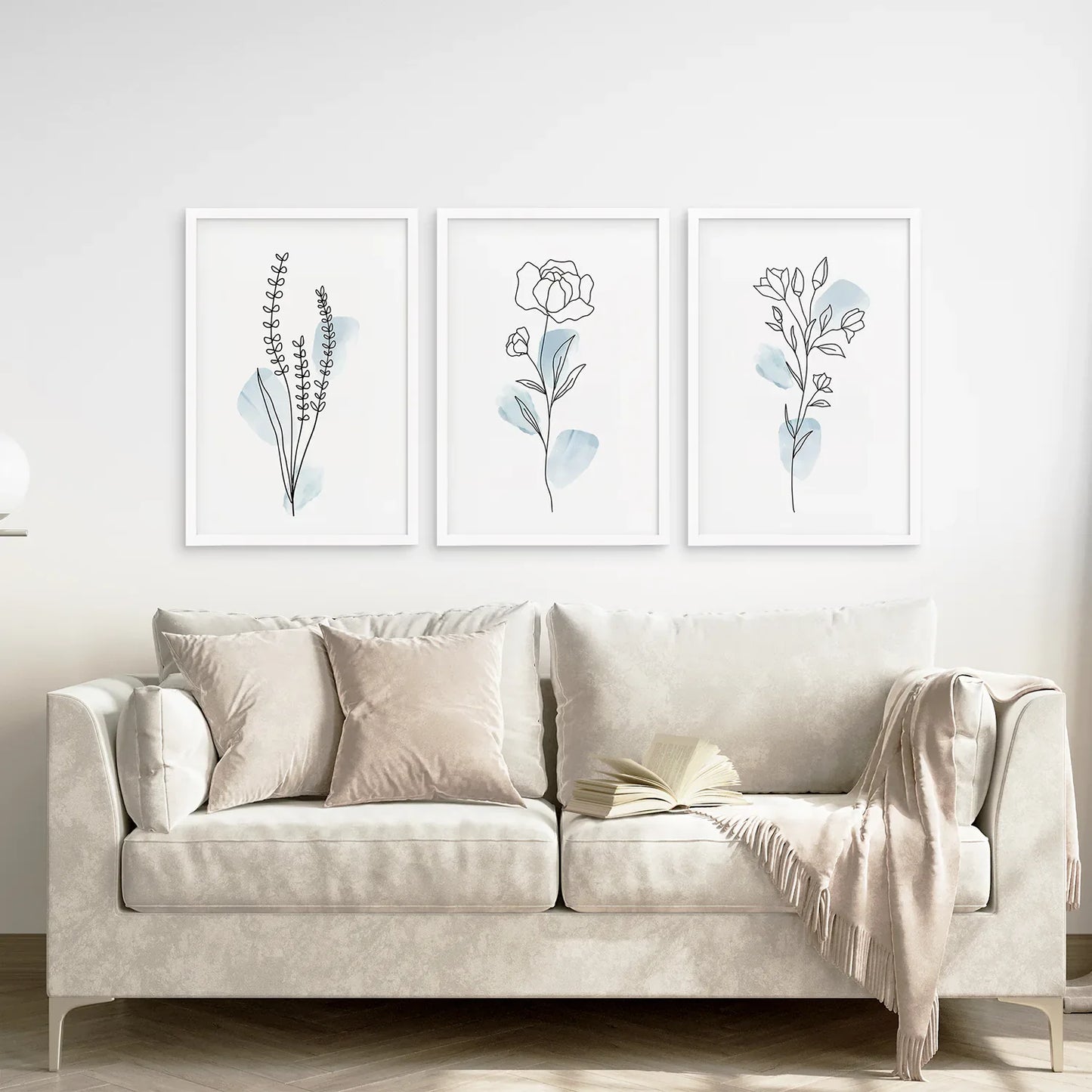 Pastel Bloom Trio – Botanical Line Art Set