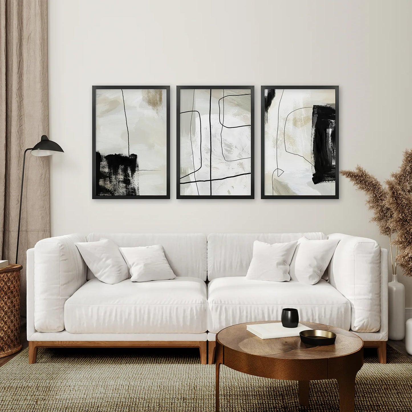 Nordic Brushwork Trio – Scandinavian Abstract Wall Art Set