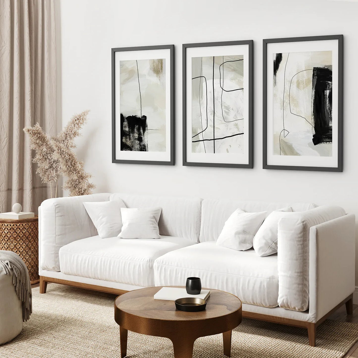 Nordic Brushwork Trio – Scandinavian Abstract Wall Art Set