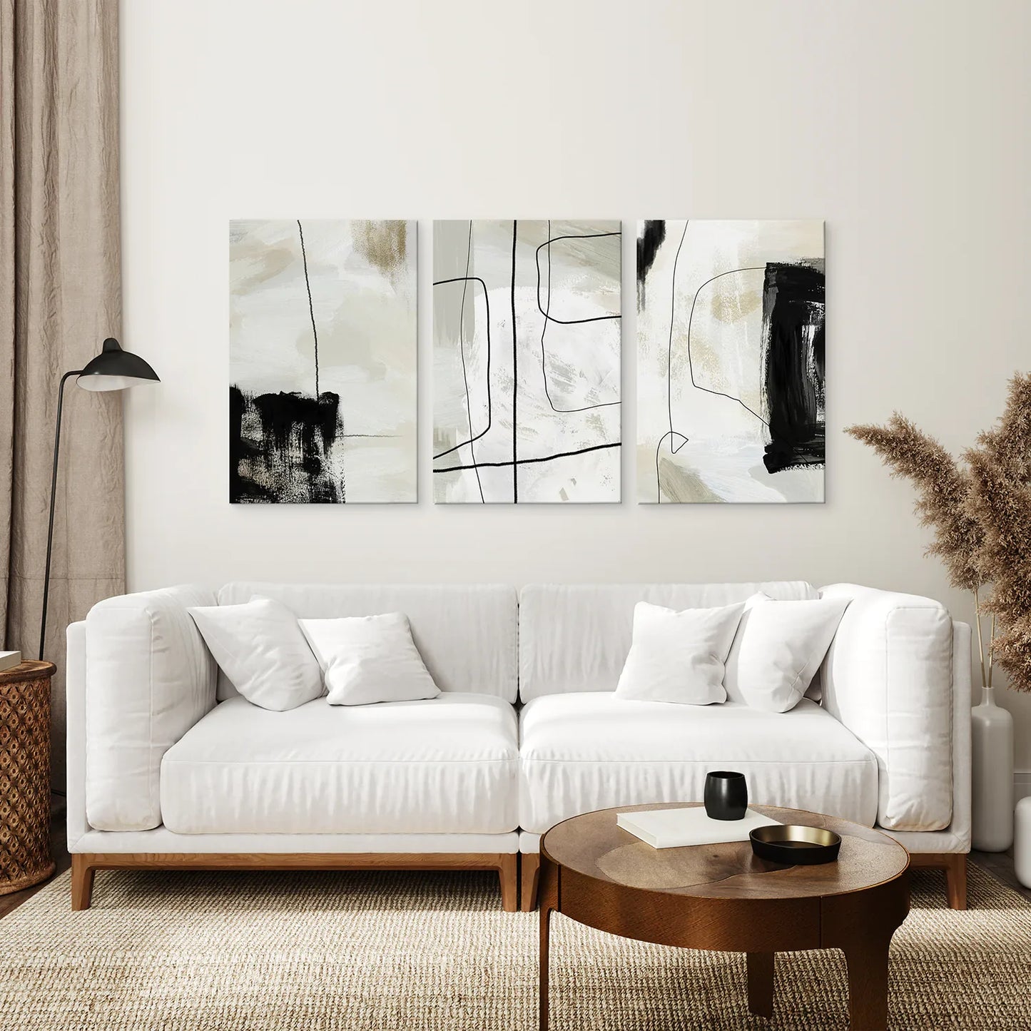 Nordic Brushwork Trio – Scandinavian Abstract Wall Art Set
