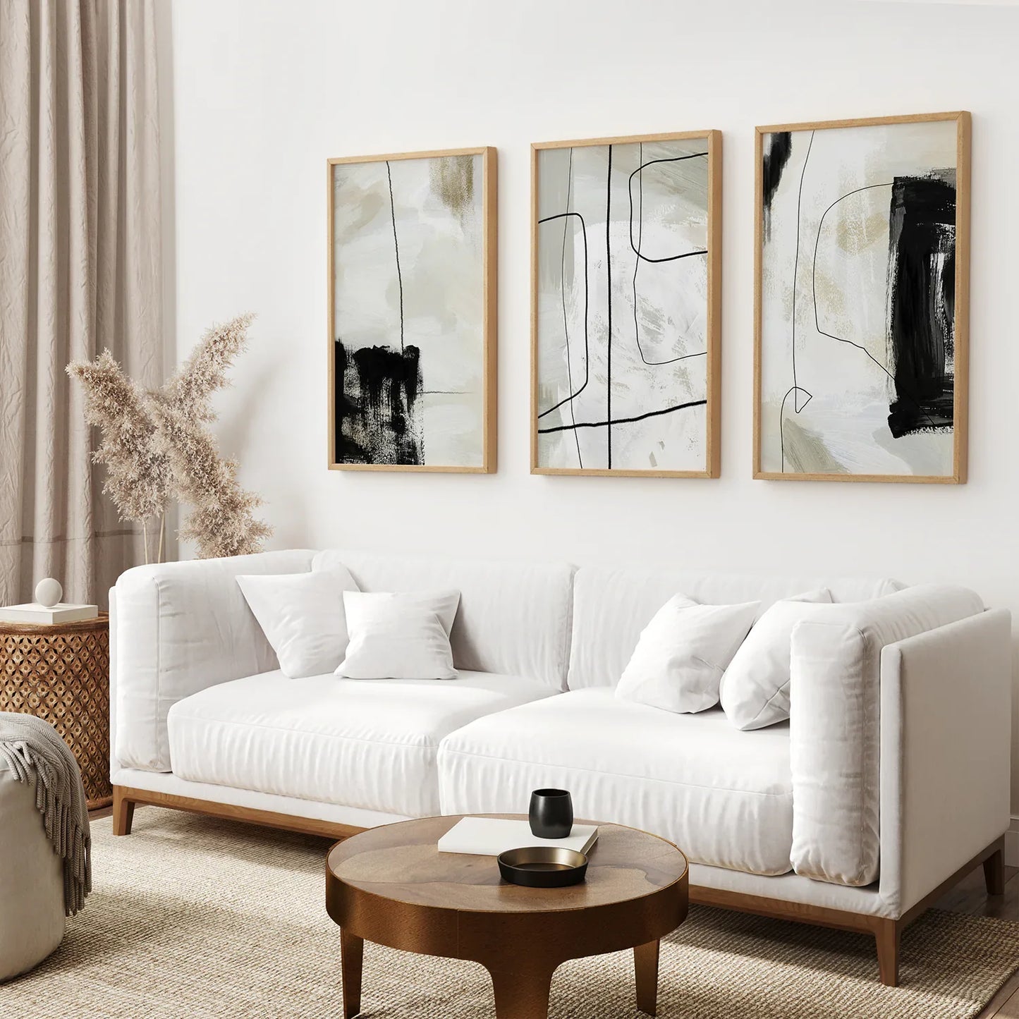 Nordic Brushwork Trio – Scandinavian Abstract Wall Art Set