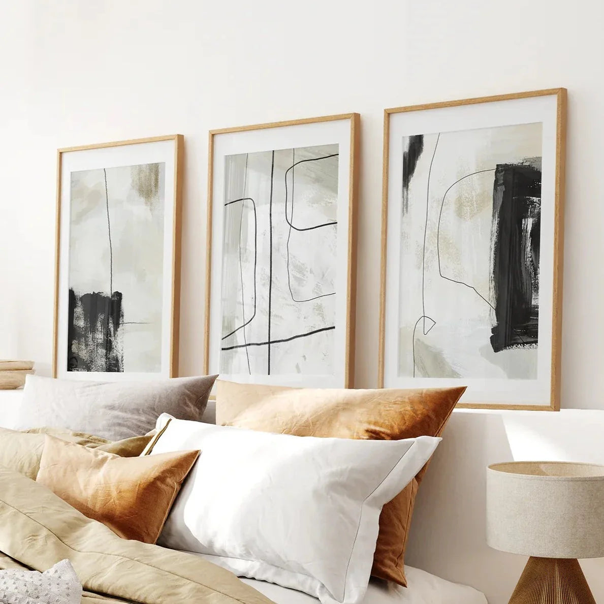 Nordic Brushwork Trio – Scandinavian Abstract Wall Art Set