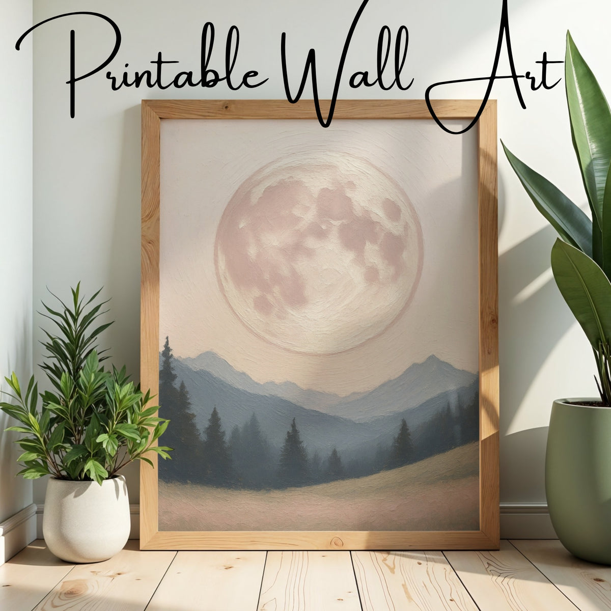 Rise of Nightfall – Soft Moonlit Mountain Wall Art for Calm, Dreamlike Interiors