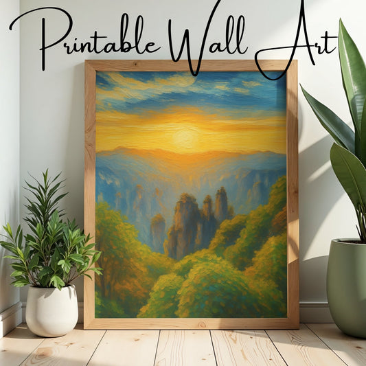 Earthlight Rising – Soft Sunrise Mountain Artwork for Serene, Nature‑Inspired Homes