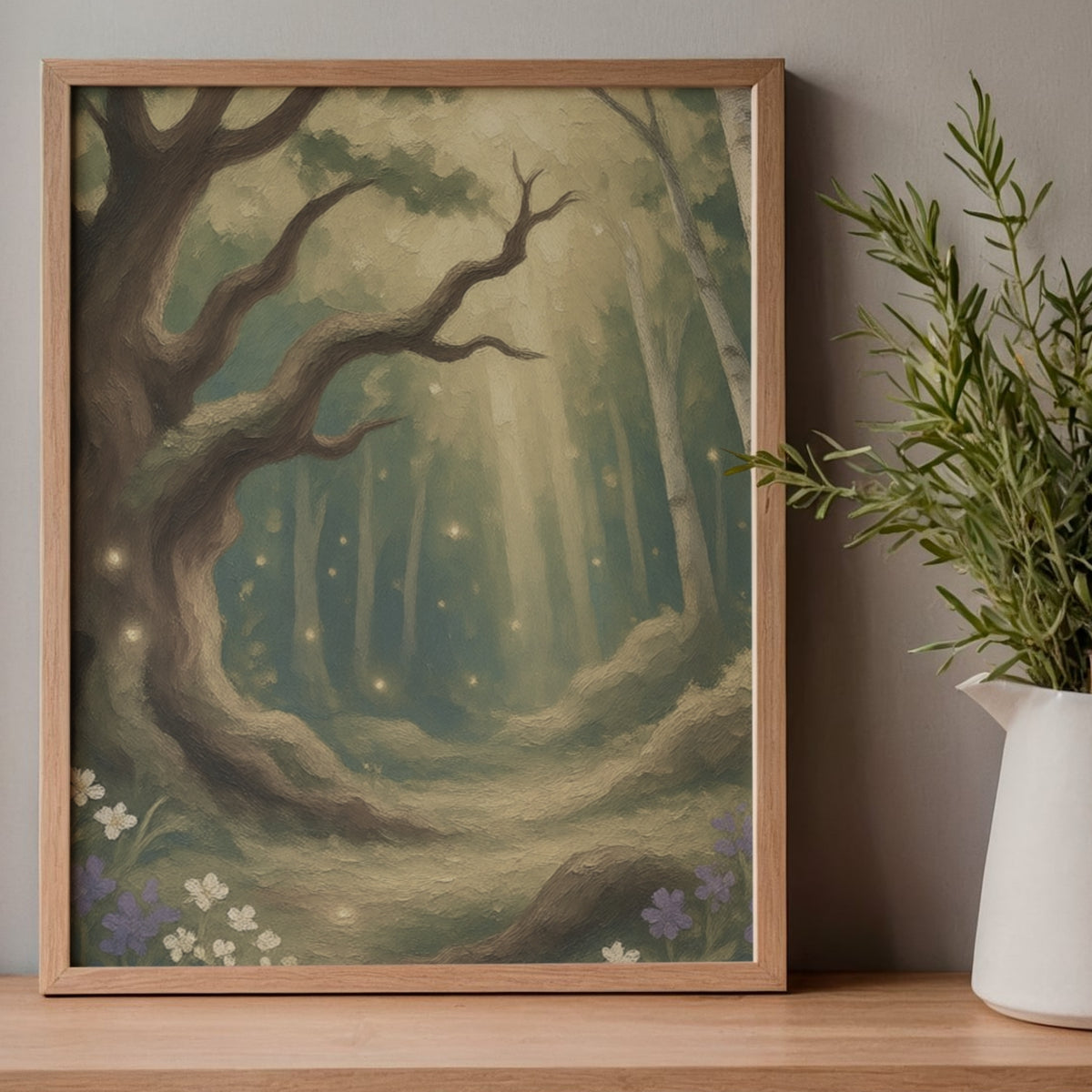 Enchanted Forest Calm – Soft Woodland Glow Wall Art for Serene Natural Interiors