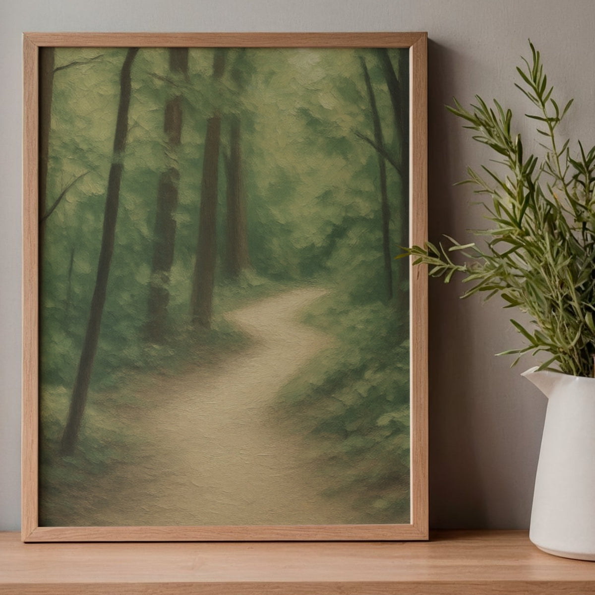 Quiet Steps – Muted Forest Path Wall Art