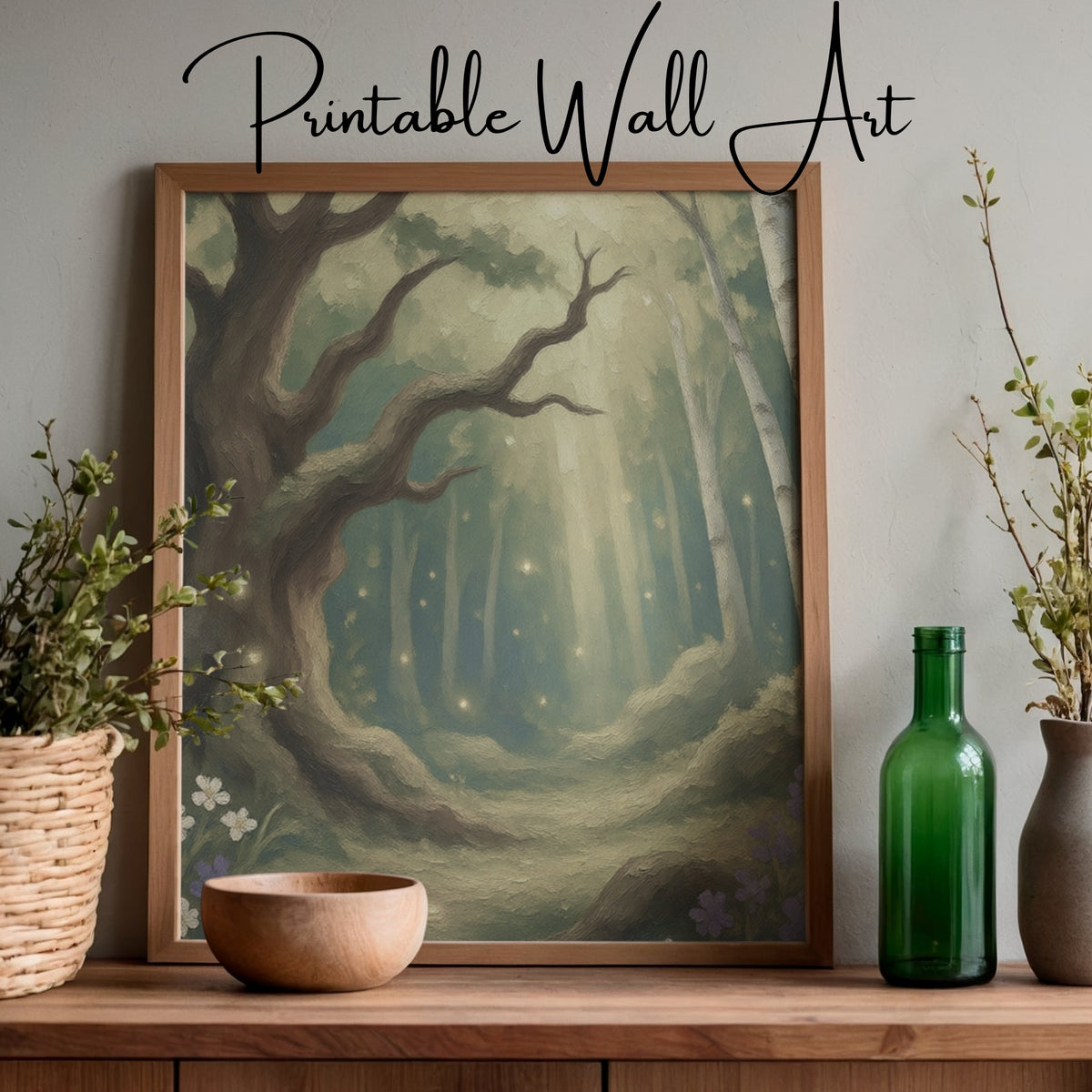 Enchanted Forest Calm – Soft Woodland Glow Wall Art for Serene Natural Interiors