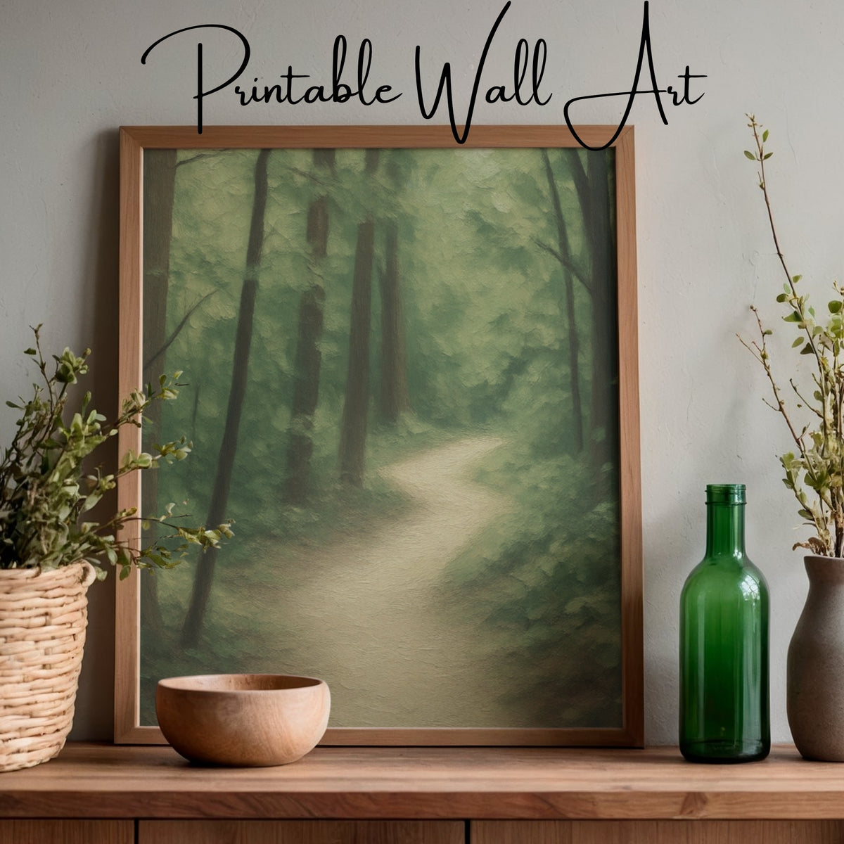 Quiet Steps – Muted Forest Path Wall Art