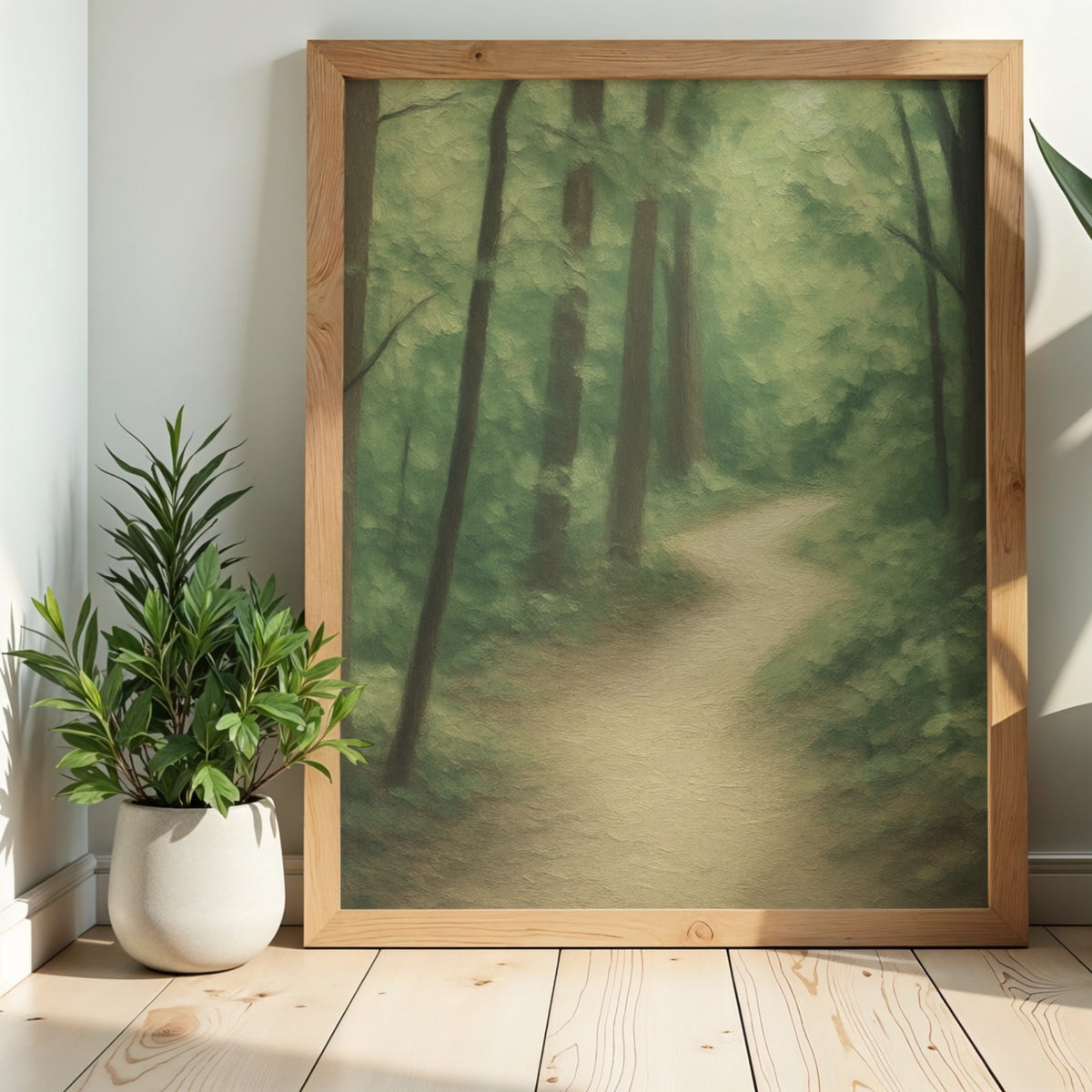 Quiet Steps – Muted Forest Path Wall Art