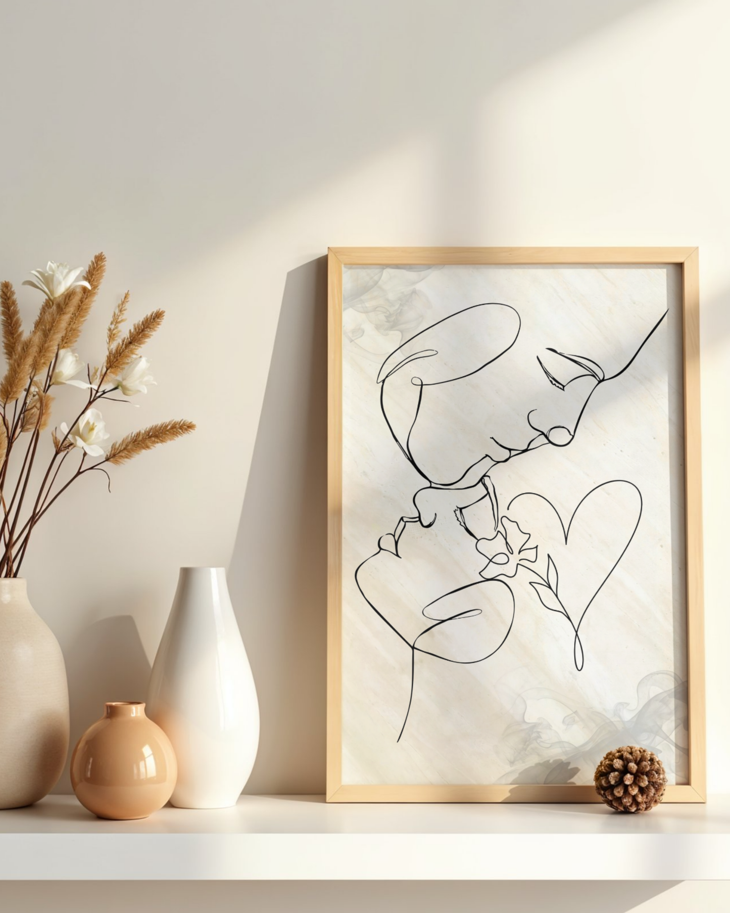 Quiet Devotion — Minimalist Line Art Print (4:5 Ratio Digital Download)