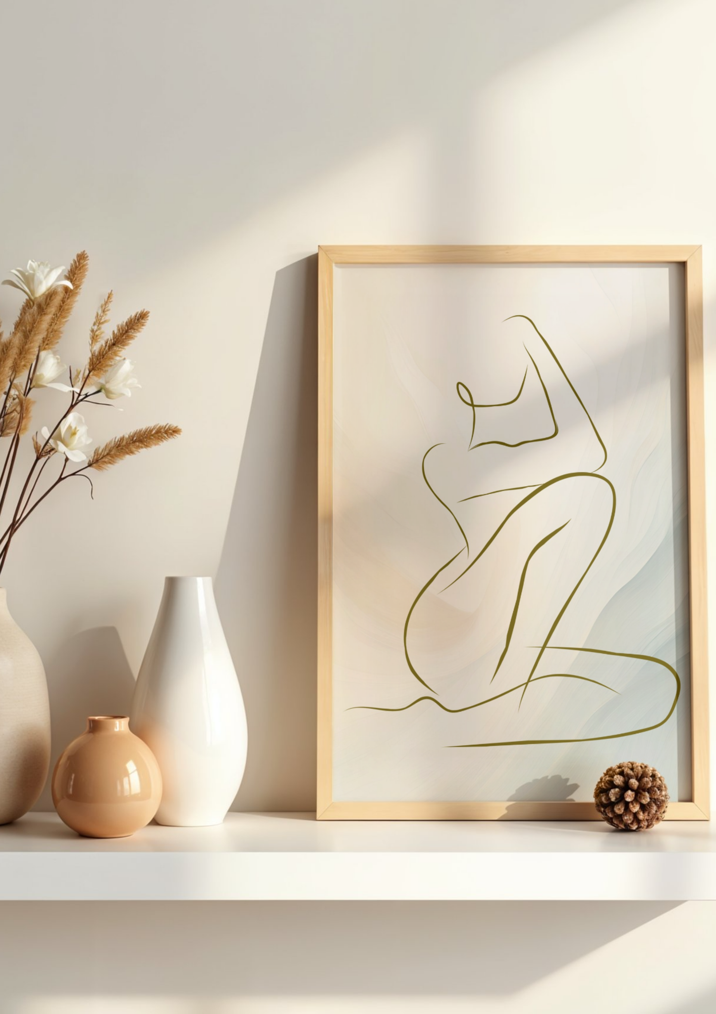 Quiet Grace — Minimalist Feminine Line Art Print (4:5 Ratio Digital Download)