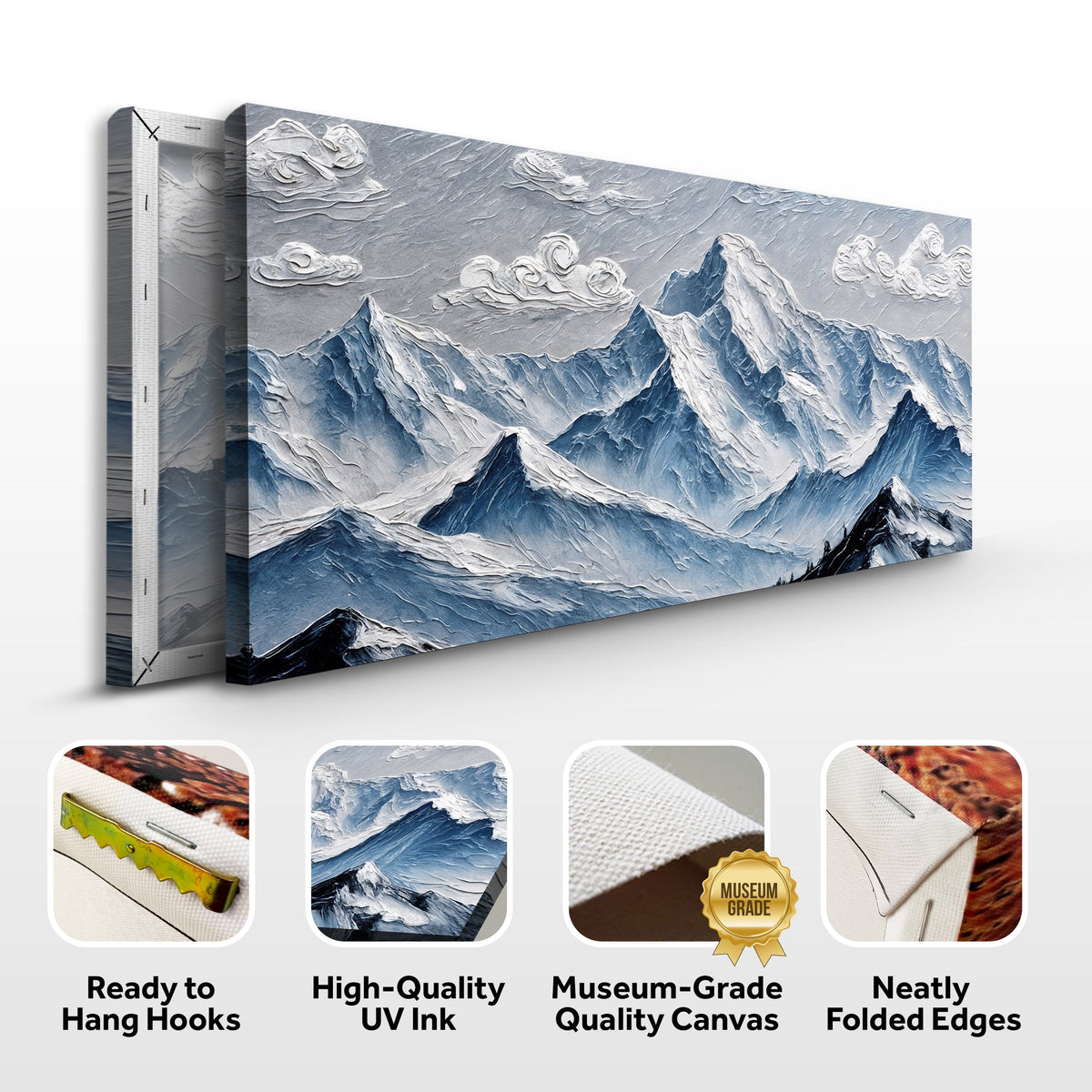 Peaks of Stillness, Mountain Canvas Wall Art, Modern Nature-Inspired Decor