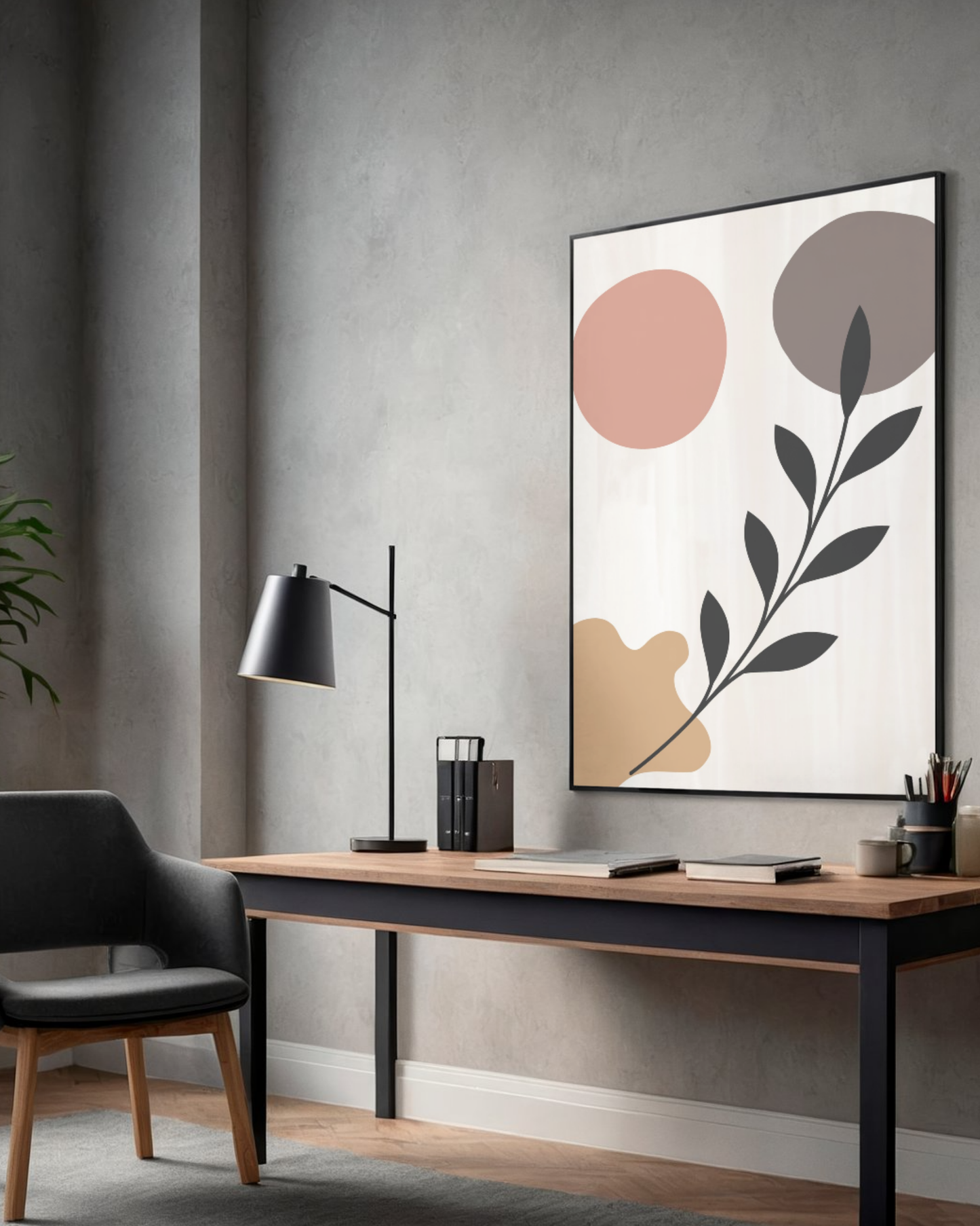 Resting Branch — Minimal Botanical Line Art Print (4:5 Ratio Digital Download)