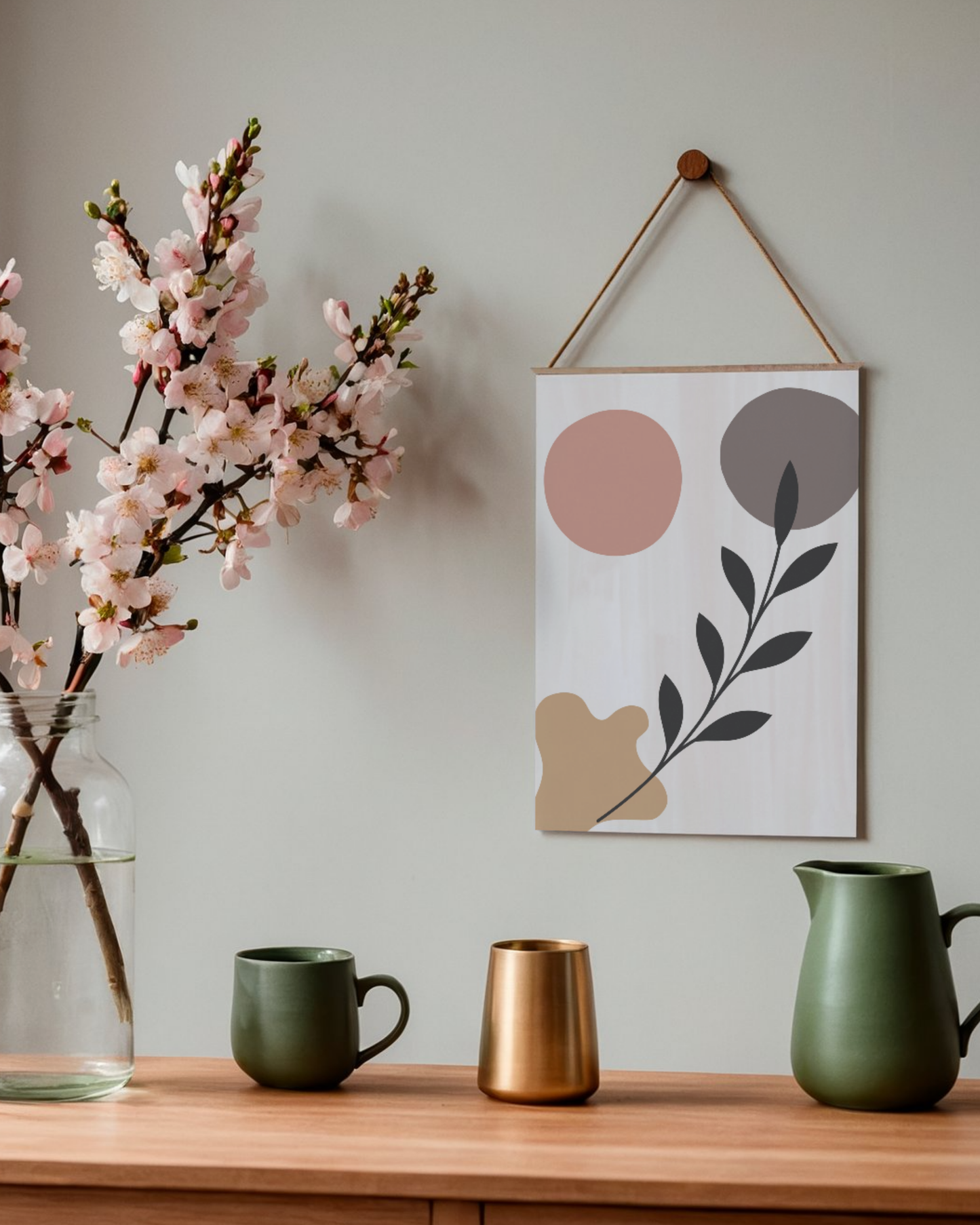 Resting Branch — Minimal Botanical Line Art Print (4:5 Ratio Digital Download)