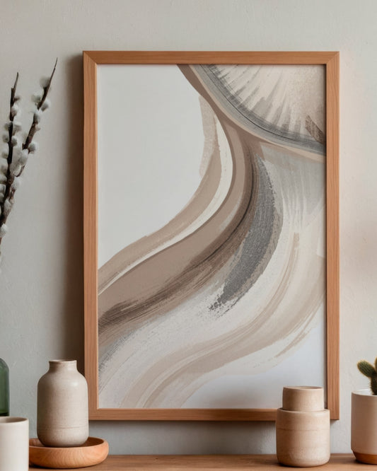 Sandstone Drift — Neutral Abstract Art Print (4:5 Ratio Digital Download)