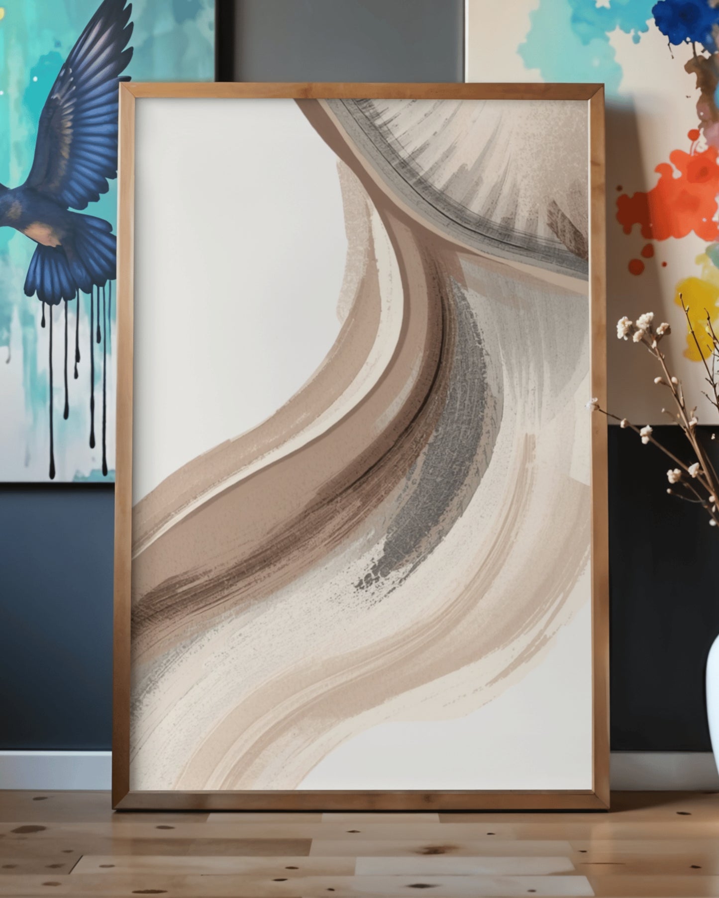 Sandstone Drift — Neutral Abstract Art Print (4:5 Ratio Digital Download)