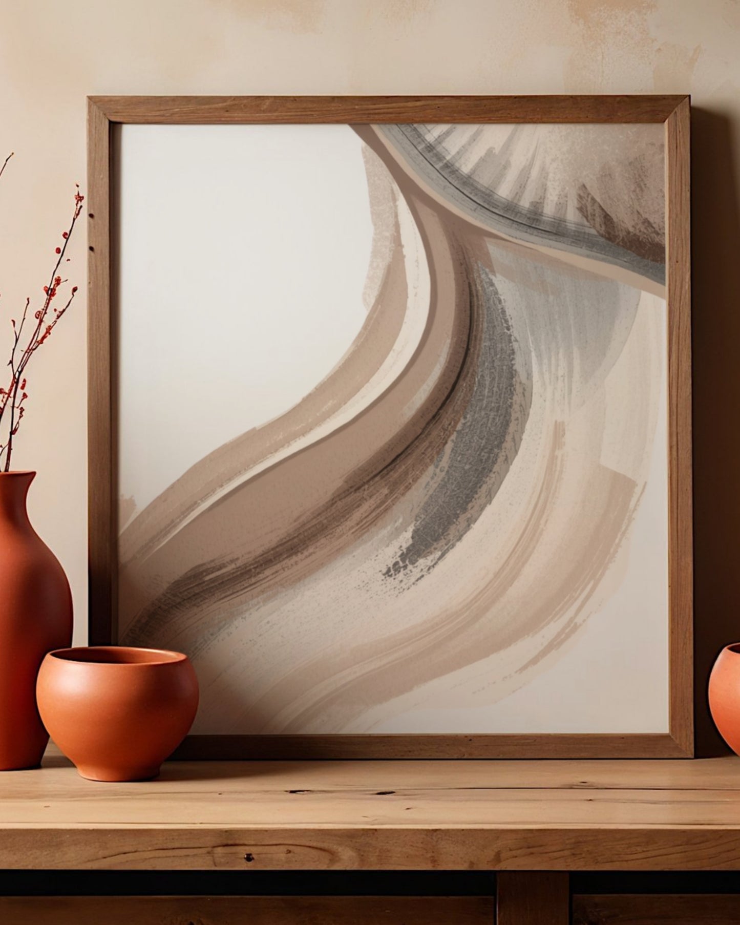 Sandstone Drift — Neutral Abstract Art Print (4:5 Ratio Digital Download)