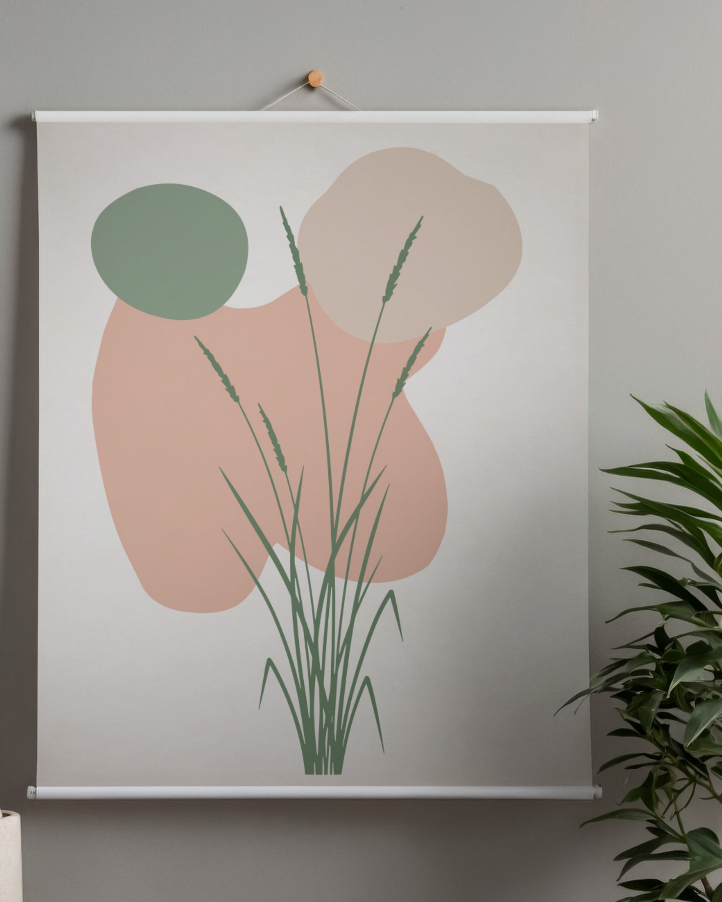 Soft Meadow — Minimal Botanical Abstract Art Print (4:5 Ratio Digital Download)