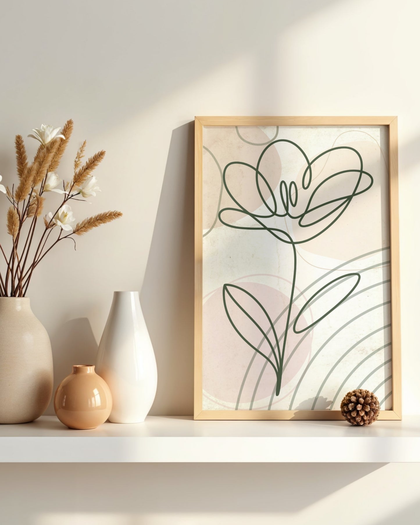 Softly Rooted — Minimalist Botanical Line Art Print (4:5 Ratio Digital Download)