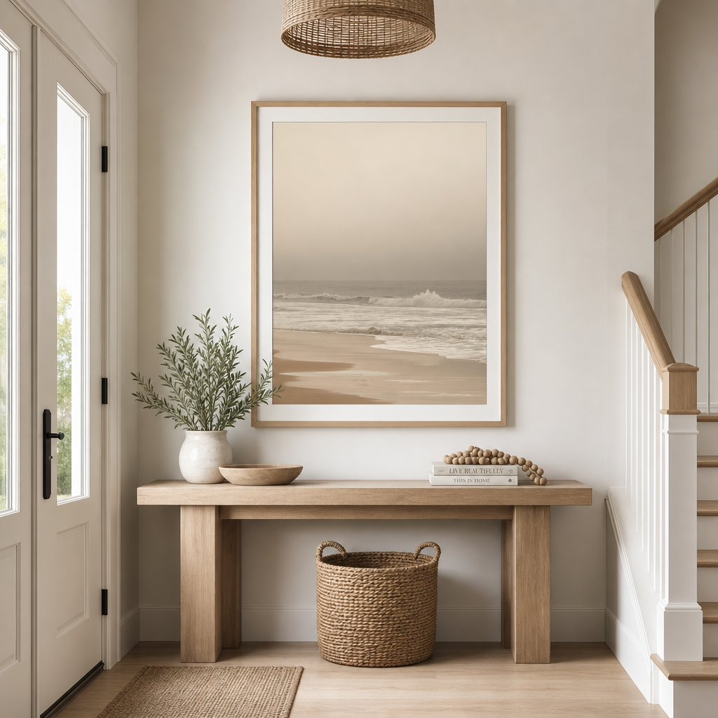 Softshore Calm — Neutral Coastal Shoreline Wall Art (4:5 Ratio Digital Download)