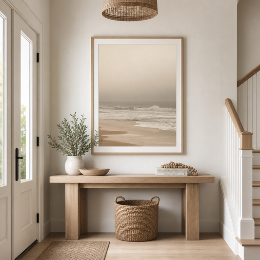 Softshore Calm — Neutral Coastal Shoreline Wall Art (4:5 Ratio Digital Download)