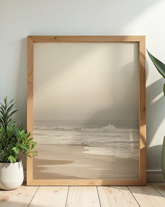 Softshore Calm — Neutral Coastal Shoreline Wall Art (4:5 Ratio Digital Download)