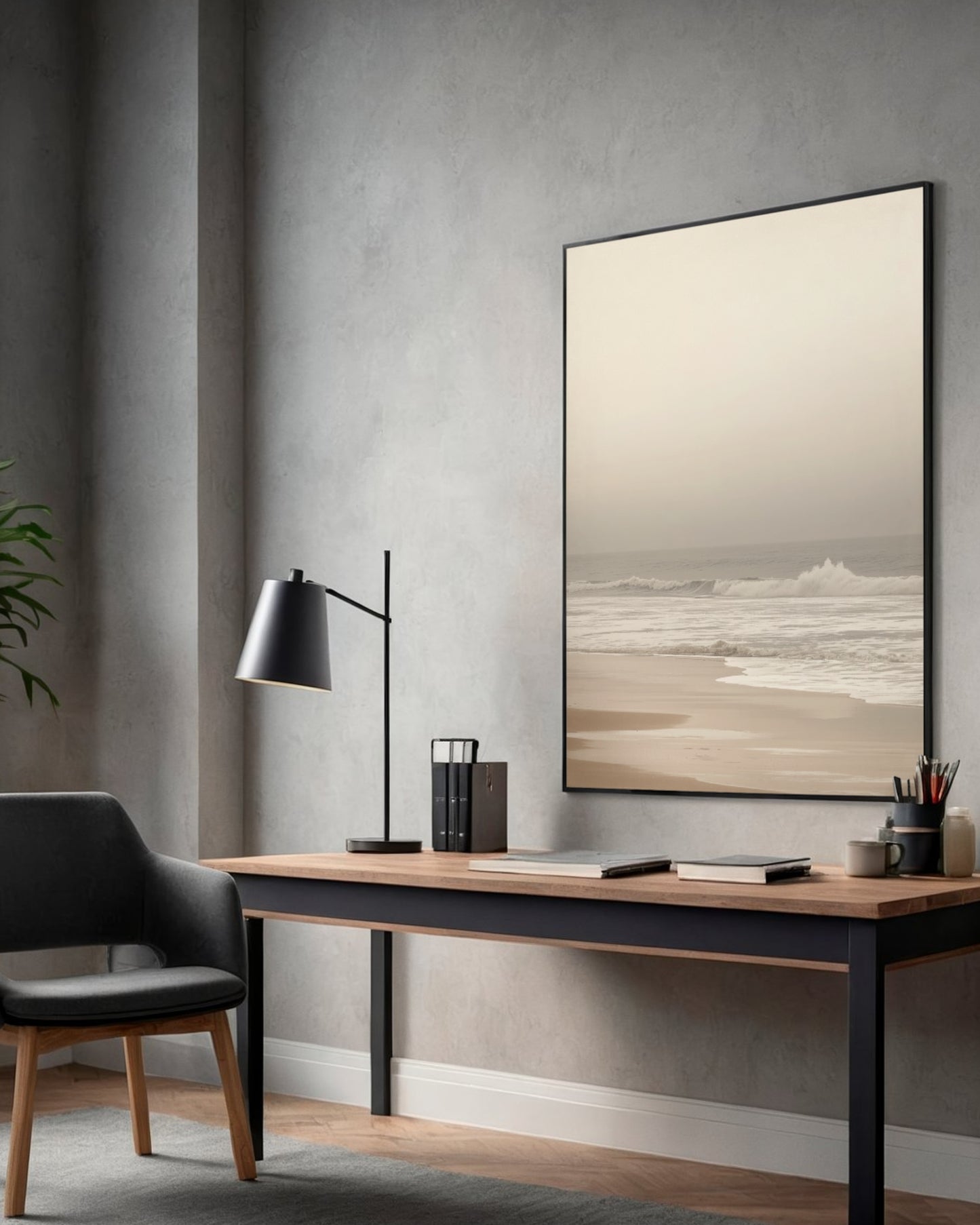 Softshore Calm — Neutral Coastal Shoreline Wall Art (4:5 Ratio Digital Download)