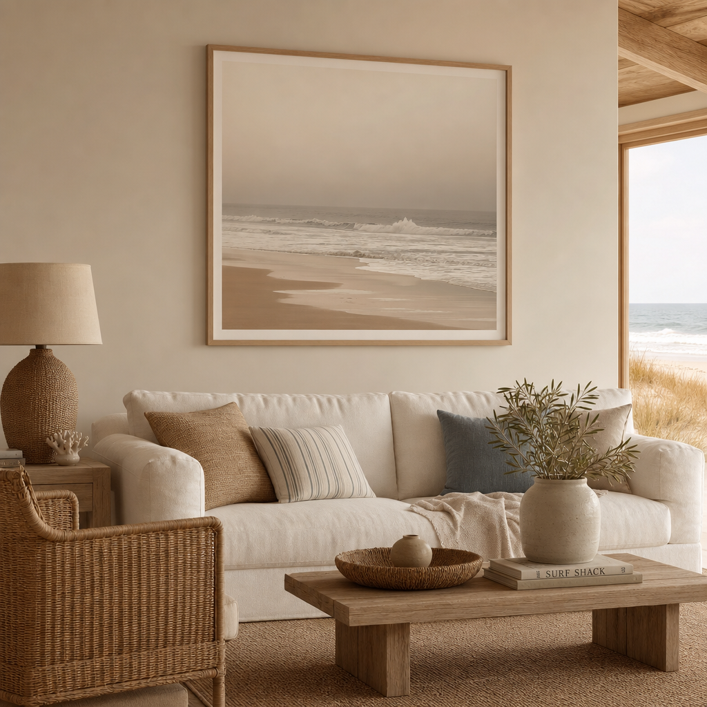 Softshore Calm — Neutral Coastal Shoreline Wall Art (4:5 Ratio Digital Download)