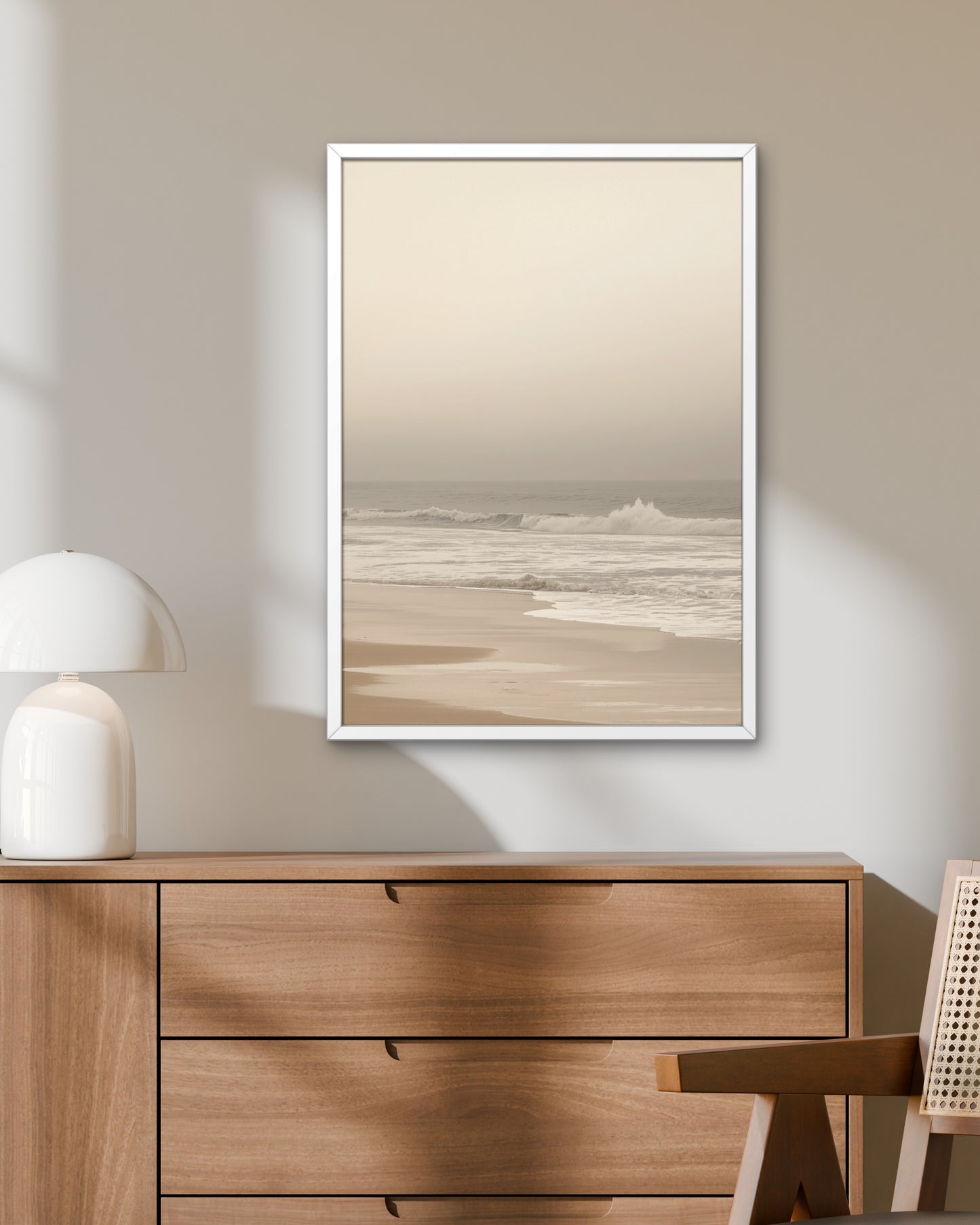 Softshore Calm — Neutral Coastal Shoreline Wall Art (4:5 Ratio Digital Download)