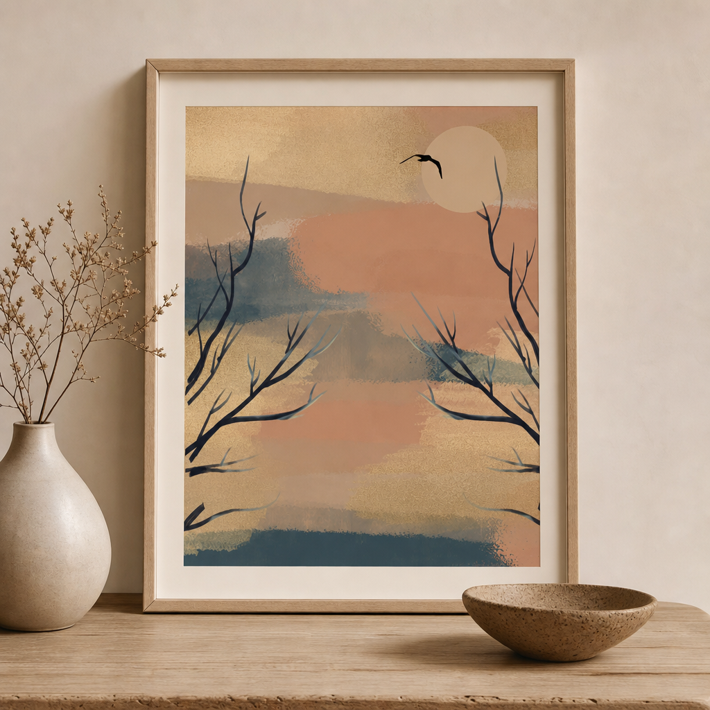 Still Flight — Minimalist Atmospheric Landscape Print (4:5 Ratio Digital Download)