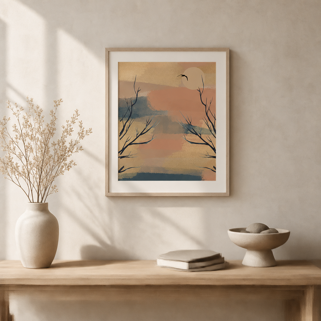 Still Flight — Minimalist Atmospheric Landscape Print (4:5 Ratio Digital Download)