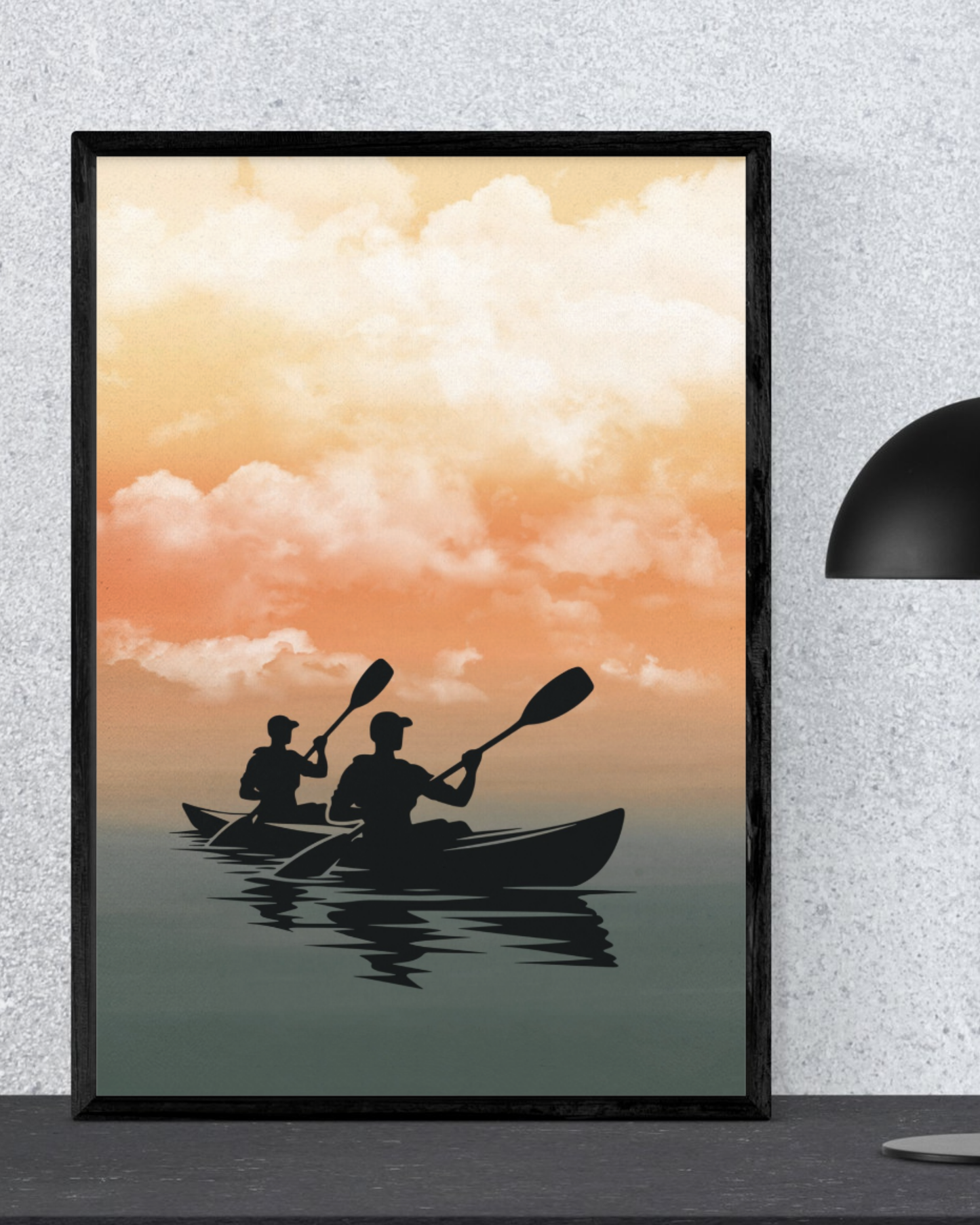 Sunset Passage — Warm Minimalist Kayak Sunset Print (4:5 Ratio Digital Download)