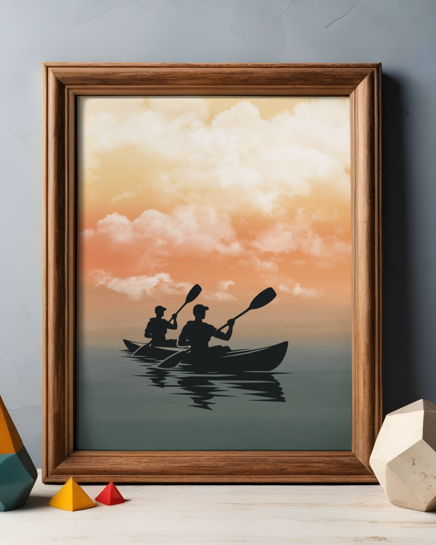 Sunset Passage — Warm Minimalist Kayak Sunset Print (4:5 Ratio Digital Download)