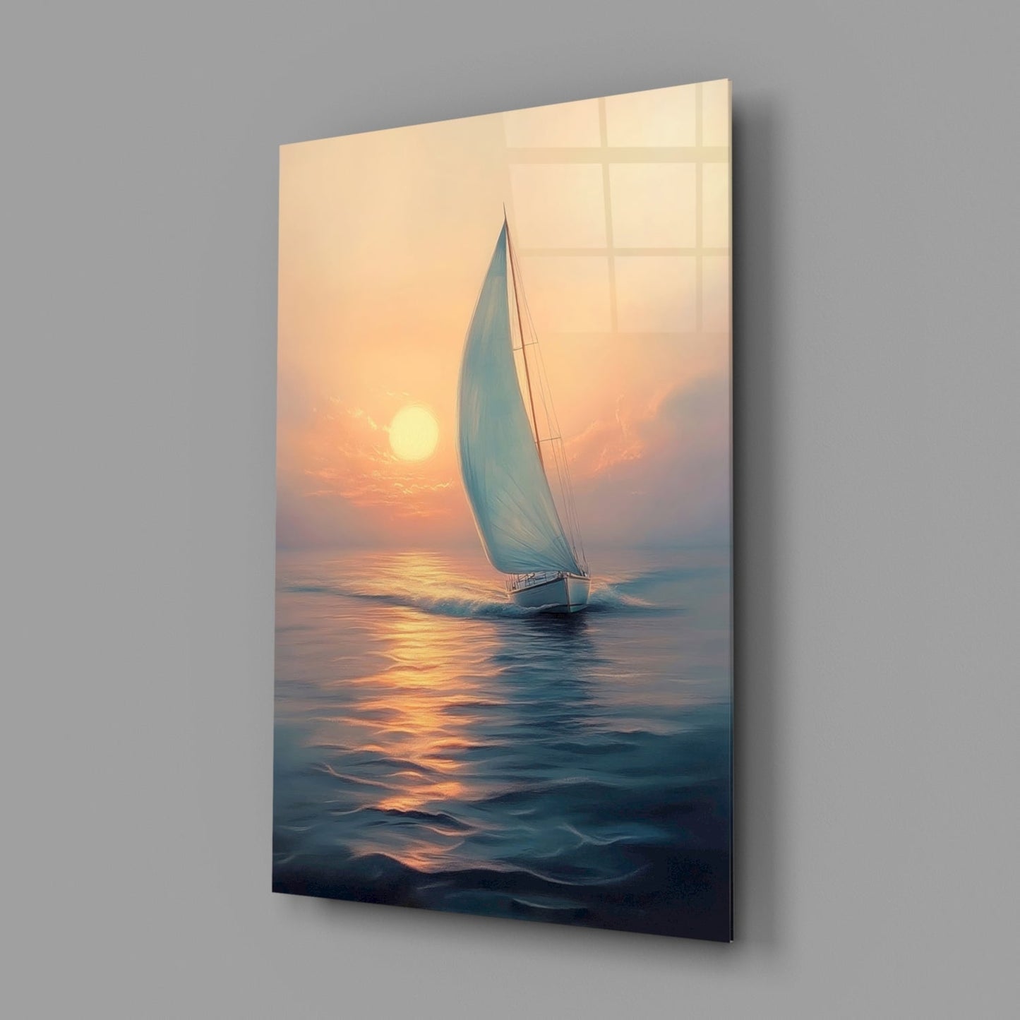 Sunset Sailboat – Glass Wall Art