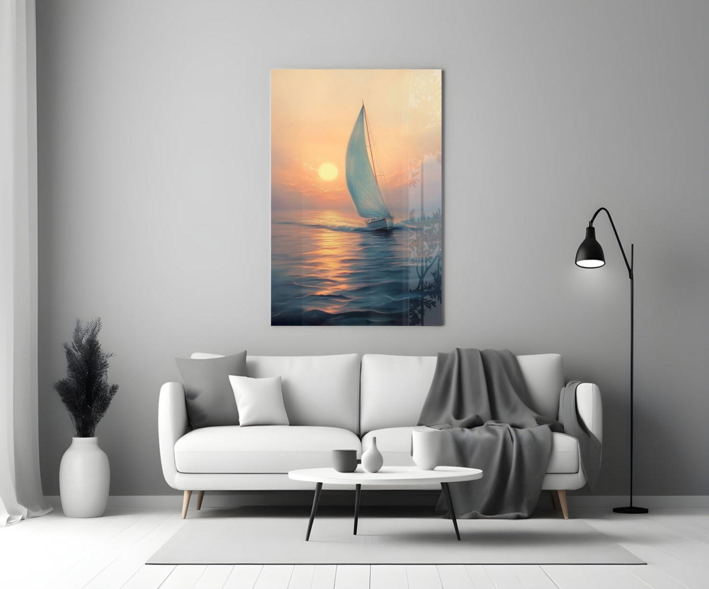 Sunset Sailboat – Glass Wall Art