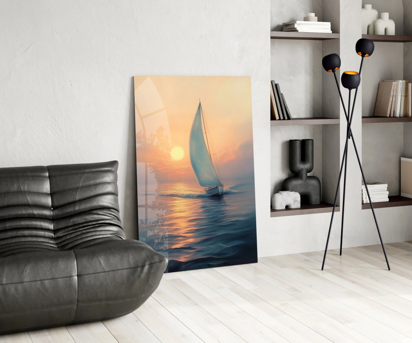 Sunset Sailboat – Glass Wall Art