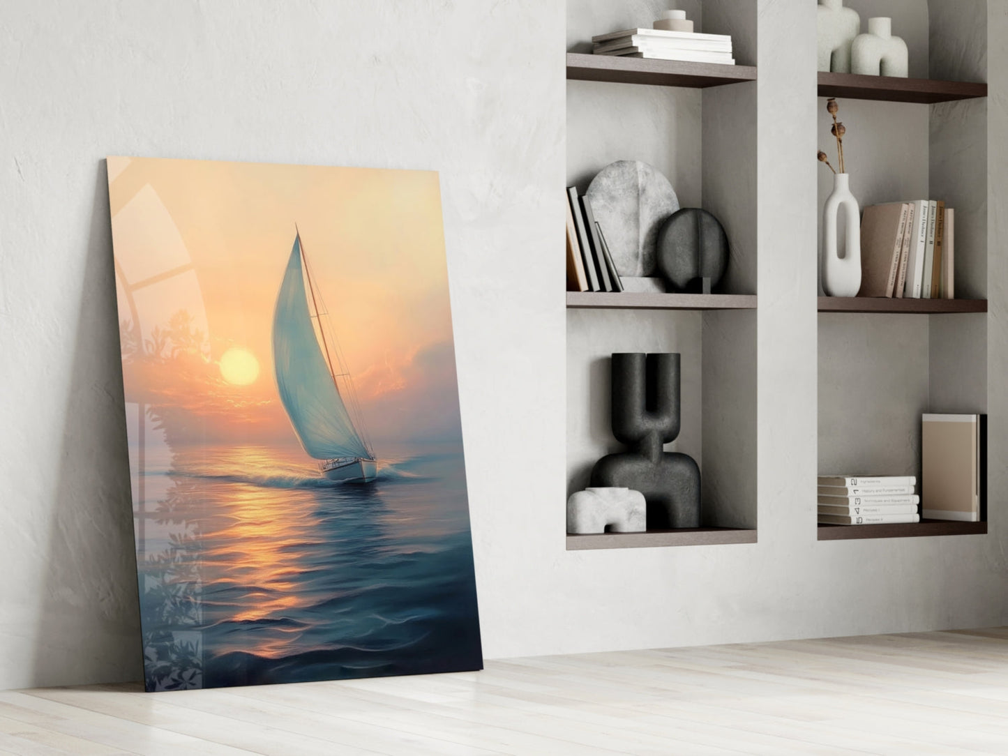 Sunset Sailboat – Glass Wall Art