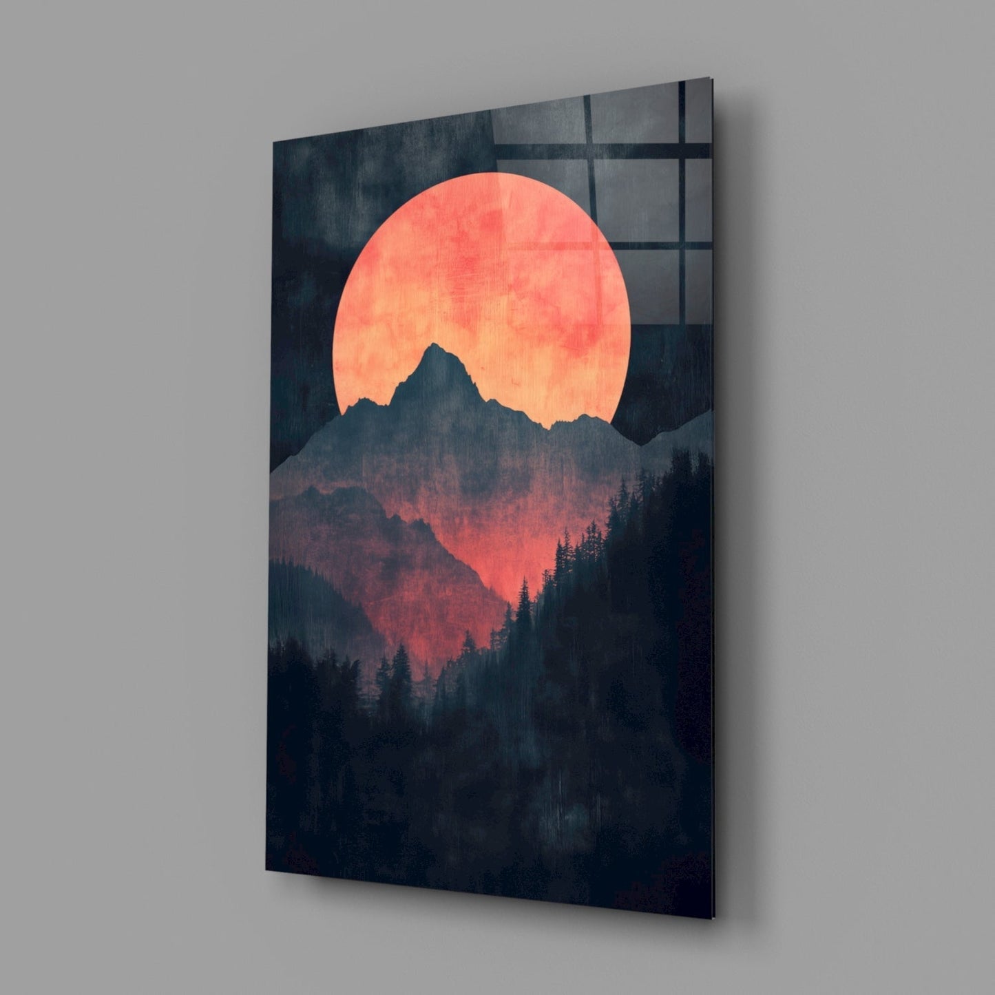 Red Moon Rising – Glass Wall Art