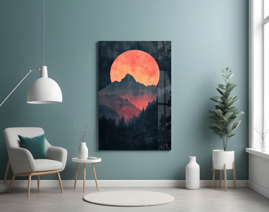 Red Moon Rising – Glass Wall Art