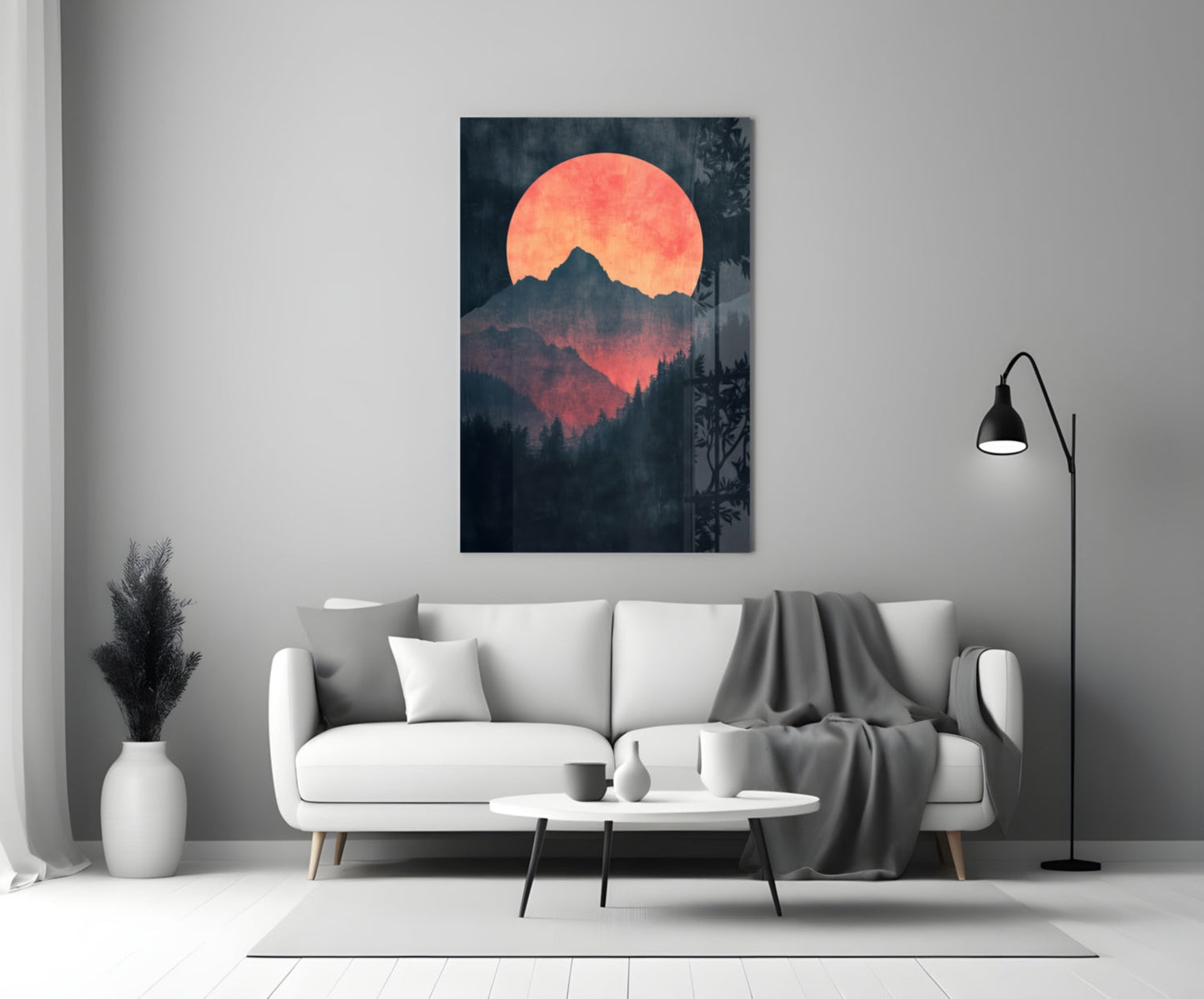 Red Moon Rising – Glass Wall Art