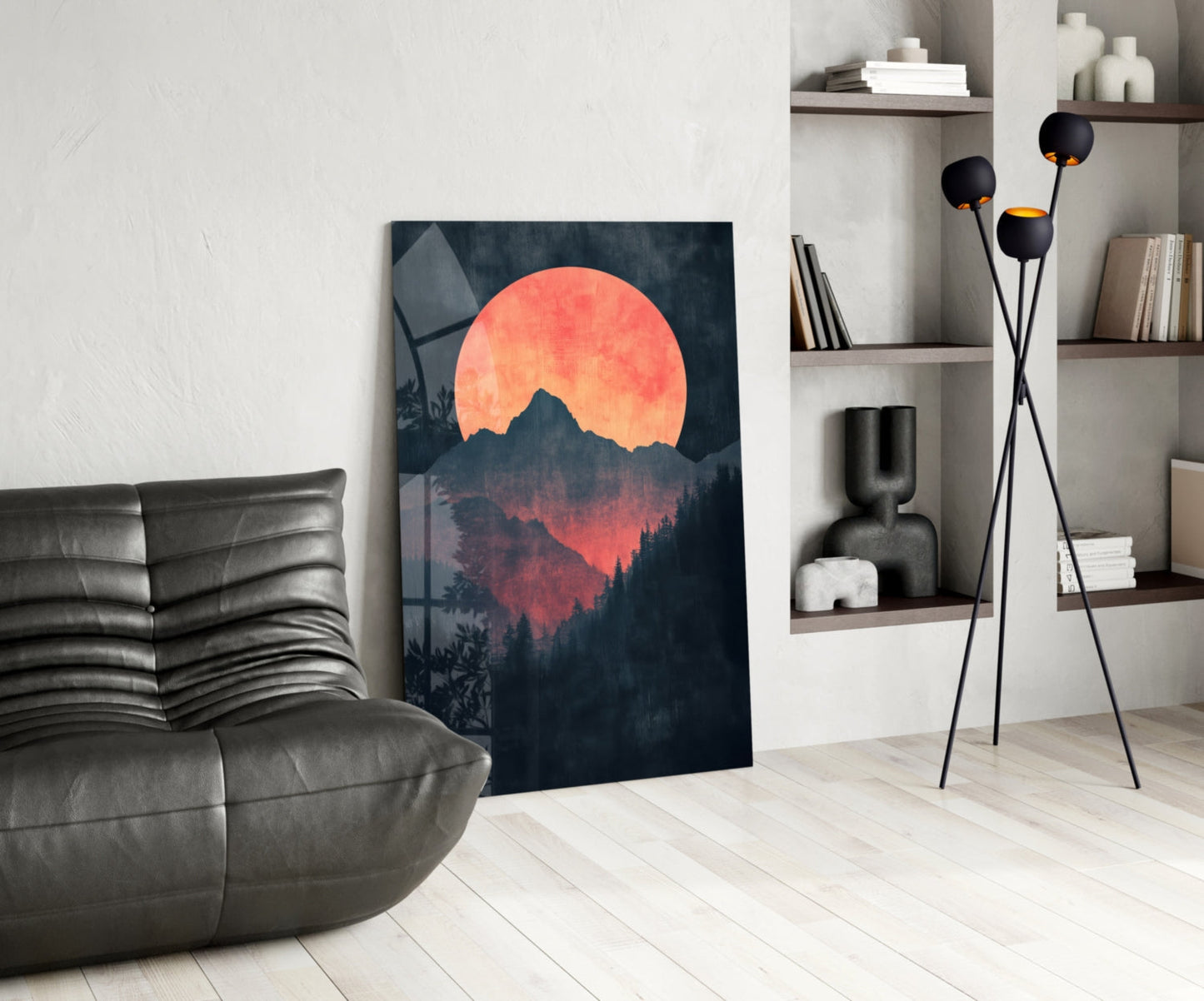 Red Moon Rising – Glass Wall Art