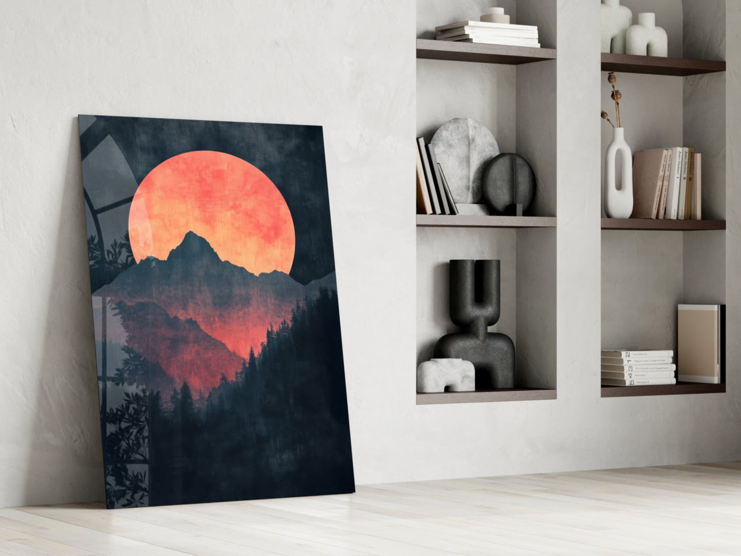 Red Moon Rising – Glass Wall Art
