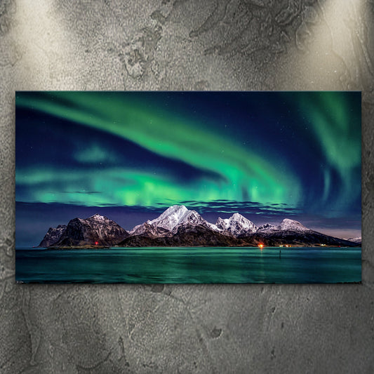 Northern Lights Over Still Waters – Lake & Mountain Landscape Wall Art